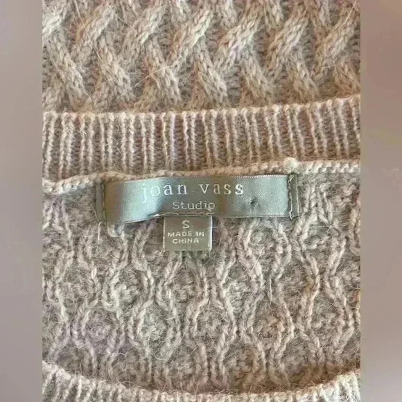 Joan Vass Rabbit Hair Blend Blush Pink Sweater Size Small Classic Coquette Warm - Picture 8 of 9